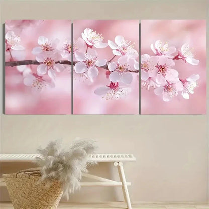3pcs Japanese Botanical Style, Light Pink Wall Art Set Canvas Framed 60x90cm - High Quality Print 100% Australian Made Wall Canvas Ready to Hang - Bella Home Decor