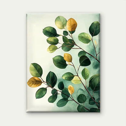 Green Watercolor Leaves Botanical Metal Print Ready to Hang