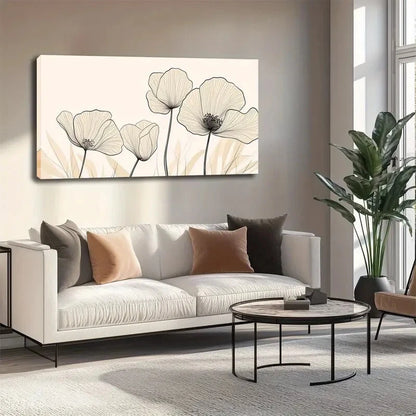 Elegant Pine Wood & Teak Wall Art canvas office home room framed 120x60cm - Bella Home Decor