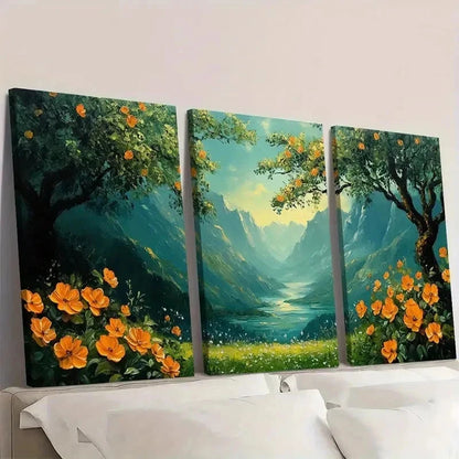 3pcs Original Floral Landscape EO  Wall Art Set Canvas Framed 40x60cm - High Quality Print 100% Australian Made Wall Canvas Ready to Hang