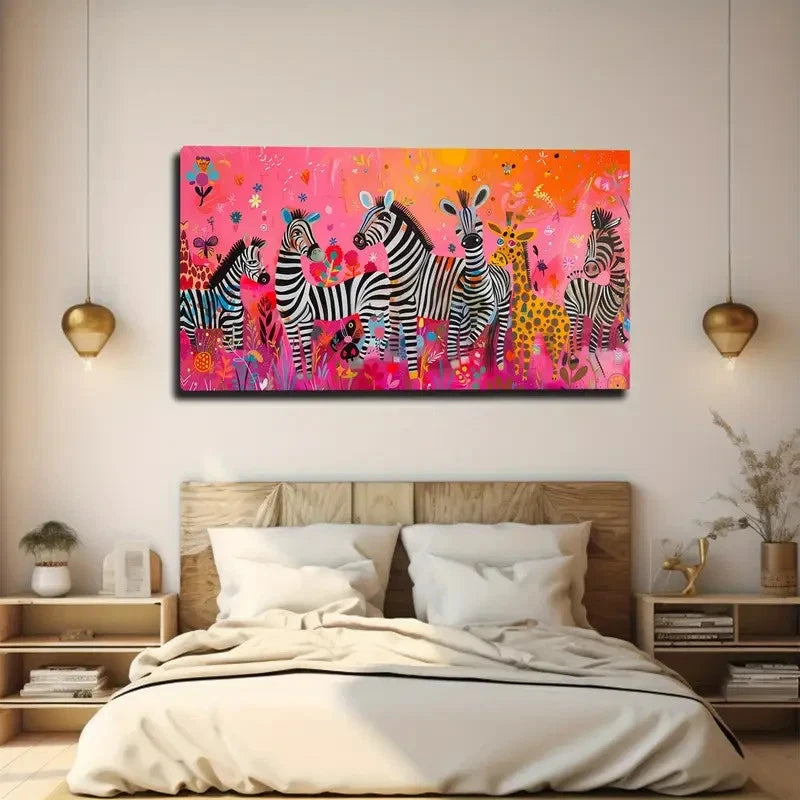 Colorful Abstract Animal Wall Art Canvas Office Home Room Framed 120x60cm