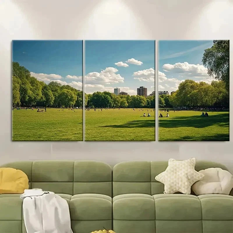 3pcs Highbury Field Park TI  Wall Art Set Canvas Framed 50x70cm - High Quality Print 100% Australian Made Wall Canvas Ready to Hang