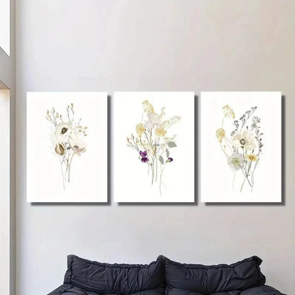 3pcs Green modern floral botanical Metal Print Ready to Hang Art