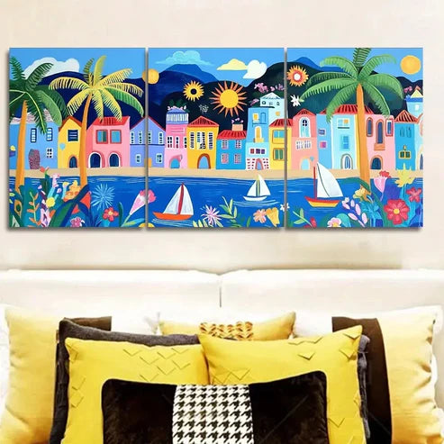3pcs Coastal city of Rio de Janeiro, Brazil Wall Art Set Canvas Unframed - High Quality Print 100% Australian Made Wall Canvas - Bella Home Decor