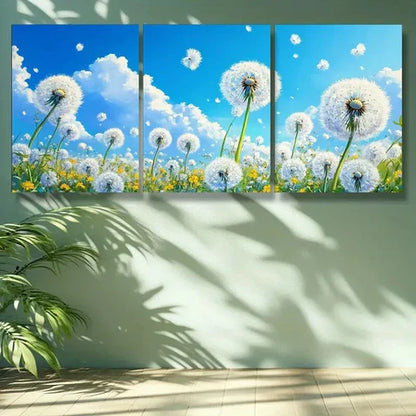 3pcs White Dandelion Painting Wall Art Set Canvas Unframed - High Quality Print 100% Australian Made Wall Canvas