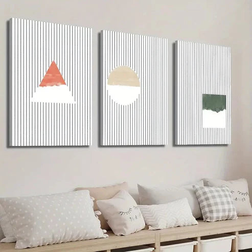 3pcs Triangle Circle And Square Creative Wall Art Set Canvas Unframed - High Quality Print 100% Australian Made Wall Canvas