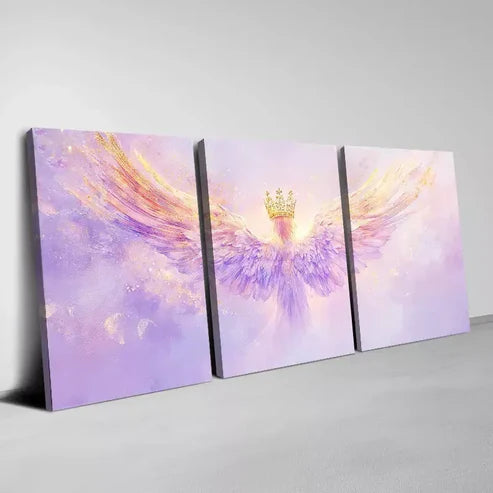 3pcs Elegant and Beautiful Angel with Gold Clown Table Wall Art Canvas Unframed - High Quality Print 100% Australian Made Wall Canvas