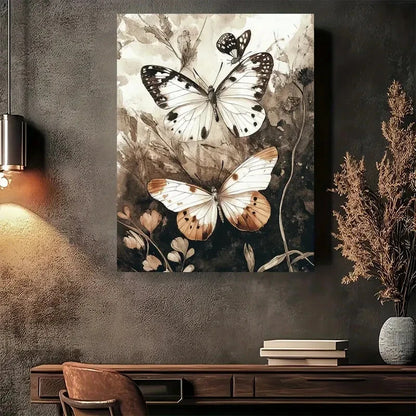 Beautiful Vintage Butterfly Garden Elegant Painting 40x60cm Metal Print Ready to Hang - Bella Home Decor