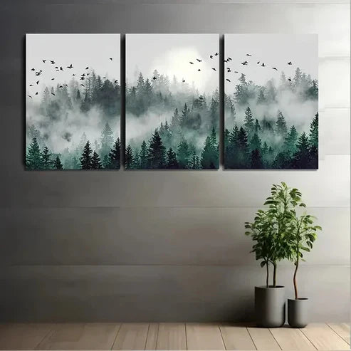 3pcs Gray Background And Soft Watercolor Wall Art Set Canvas Unframed - High Quality Print 100% Australian Made Wall Canvas