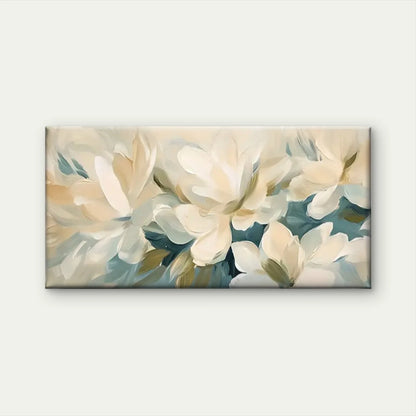 White Flowers Abstract Wall Art Canvas Office Home Room Framed 120x60cm
