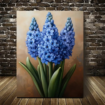 Vibrant Blue Hyacinth Flower Painting 40x60cm Metal Print Ready to Hang - Bella Home Decor