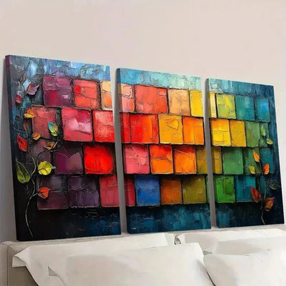 3pcs Abstract Colorful Blocks Wall Art Set Canvas Unframed – High Quality Print, 100% Australian Made Wall Canvas - Bella Home Decor