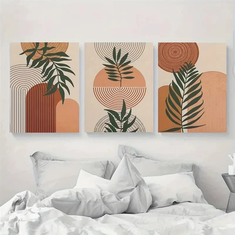 3pcs Desert Tropical Jungle Leaf Landscape Metal Print Ready to Hang Art - Bella Home Decor