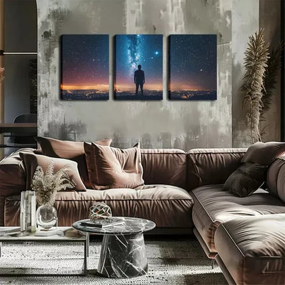 3pcs Man And for Galaxy Wall Art Canvas Unframed - High Quality Print 100% Australian Made Wall Canvas