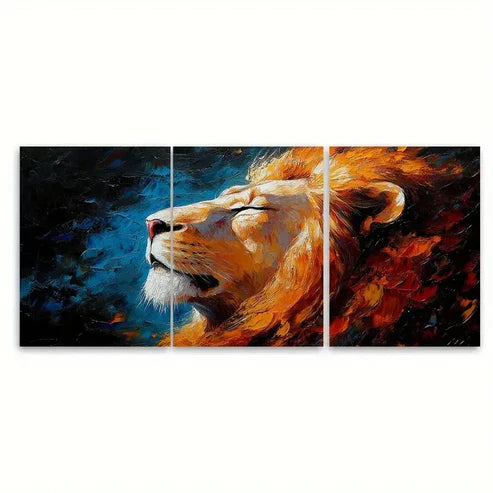 3pcs Featuring African Wildlife Lion Design Wall Art Canvas Unframed - High Quality Print 100% Australian Made Wall Canvas