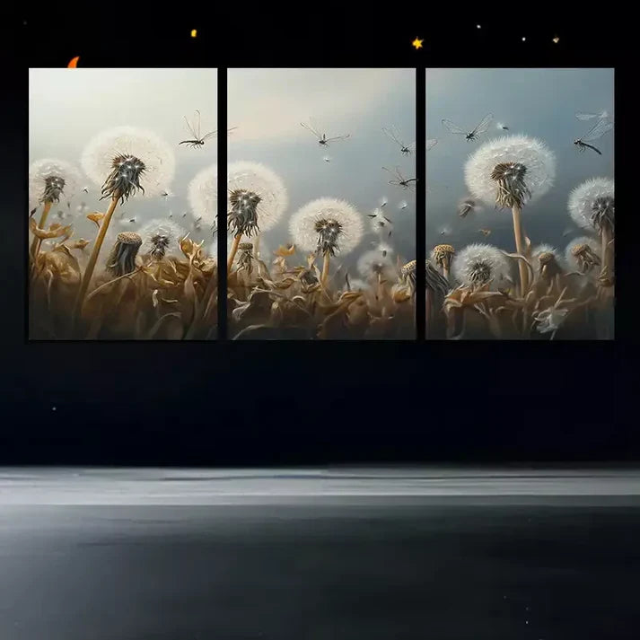 3pcs Charming Dandelion Wall Art Canvas Unframed - High Quality Print 100% Australian Made Wall Canvas - Bella Home Decor