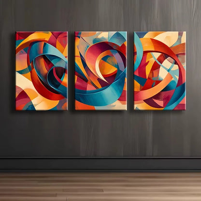 3pcs The Spinning Ribbon Illustration Wall Art Set Canvas Framed 50x70cm - High Quality Print 100% Australian Made Wall Canvas Ready to Hang