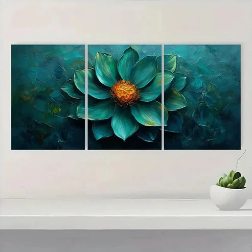 3pcs Abstract Green Flower Oil Painting F Wall Art Set Canvas Unframed - High Quality Print 100% Australian Made Wall Canvas - Bella Home Decor