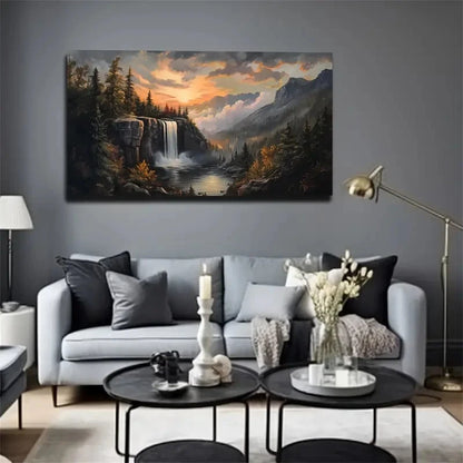 The Autumn Orange Forest Wall Art Canvas Office Home Room Framed 120x60cm
