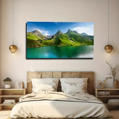 Green Mountain Good Luck Wall Art Canvas Office Home Room Framed 120x60cm