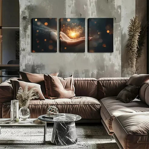 3pcs Light On The Hand, New Launch Wall Art Canvas Unframed - High Quality Print 100% Australian Made Wall Canvas