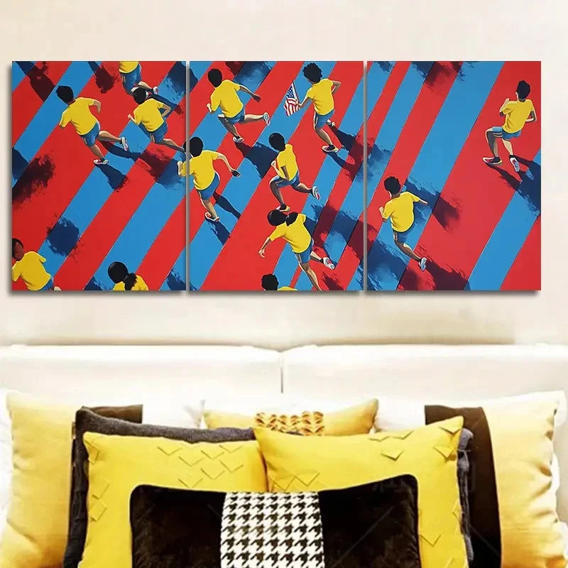 3pcs People in a hurry Decoration Art   Wall Art Set Canvas Framed 60x90cm - High Quality Print 100% Australian Made Wall Canvas Ready to Hang