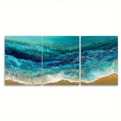 3pcs Emerald Beach Seascape Art Canvas Wall Decor Wall Art Set Canvas Framed 40x60cm - High Quality Print 100% Australian Made Wall Canvas Ready to Hang
