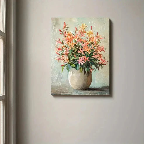 Beautiful Traditional & Contemporary Floral Vase 60x90cm Metal Print Ready to Hang