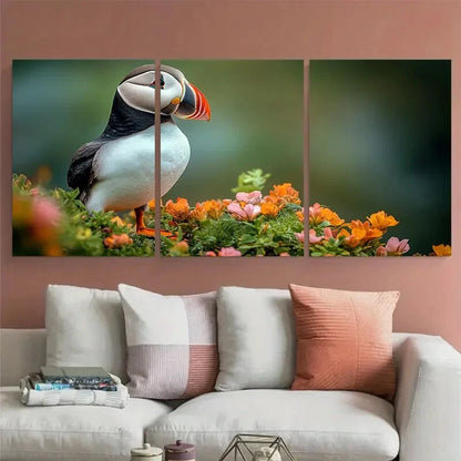 3pcs Cheerful Puffin Coastal Bird Metal Print Ready to Hang Art - Bella Home Decor