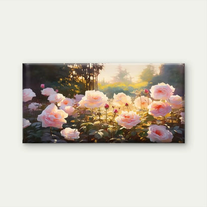 Delicate Pink Rose Blooming Wall Art Canvas Office Home Room Framed 120x60cm - Bella Home Decor