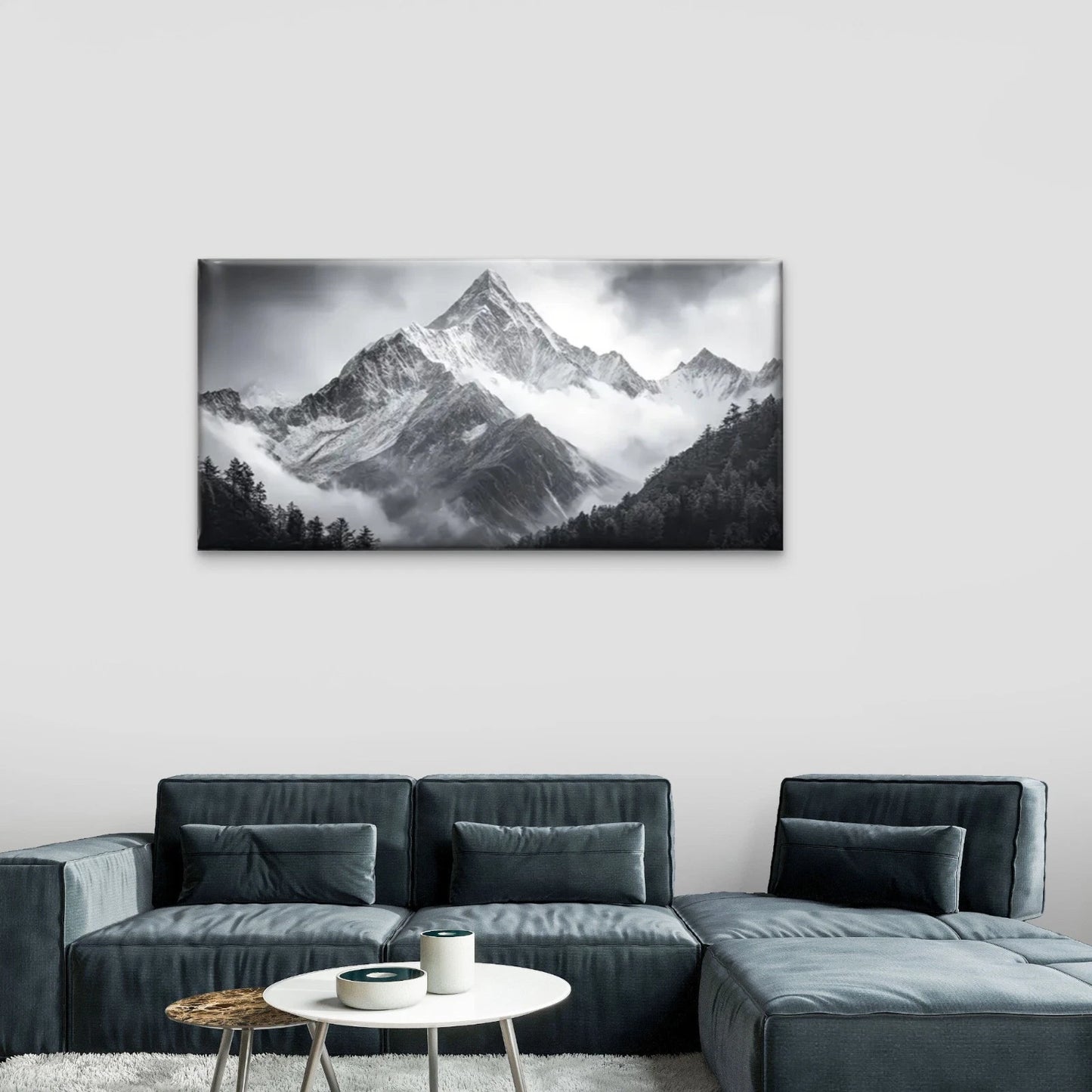 Mountain Covered Clouds Mist Wall Art Canvas Office Home Room Framed 120x60cm