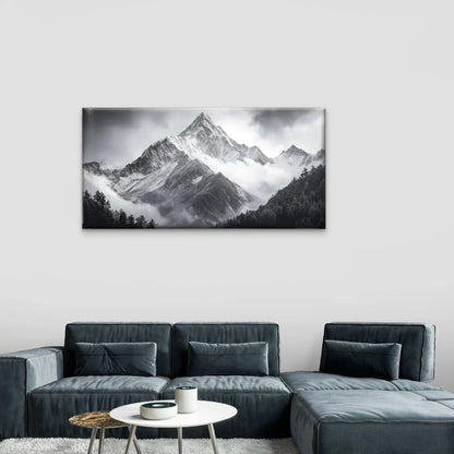 Mountain Covered Clouds Mist Wall Art Canvas Office Home Room Framed 120x60cm
