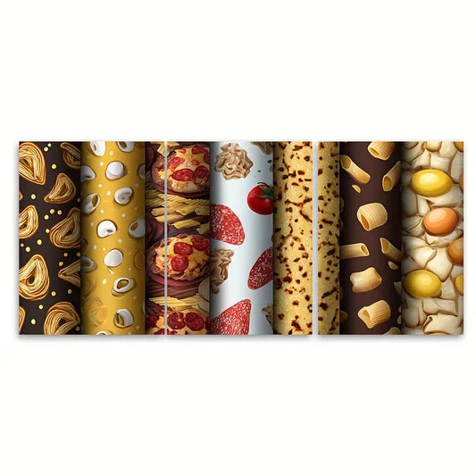 3pcs Humorous Food-Themed Design of Pasta Metal Print Ready to Hang Art
