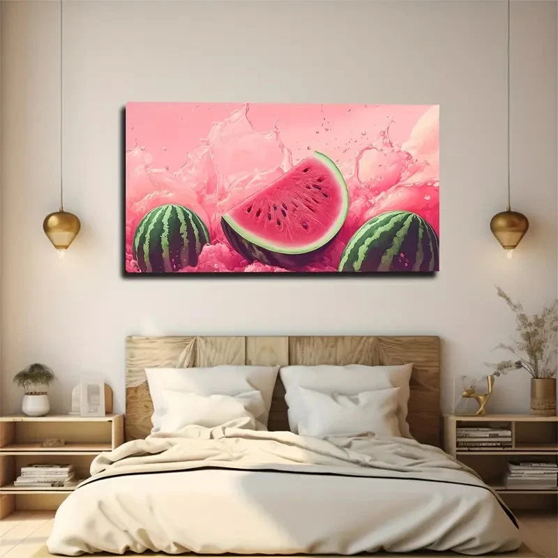 Watermelon Slices With Juicy Wall Art canvas office home room framed 120x60cm