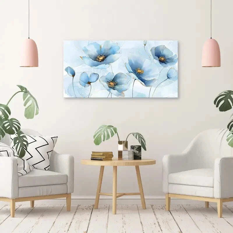Aesthetic Watercolour Flowers Wall Art  canvas office home room framed 120x60cm - Bella Home Decor