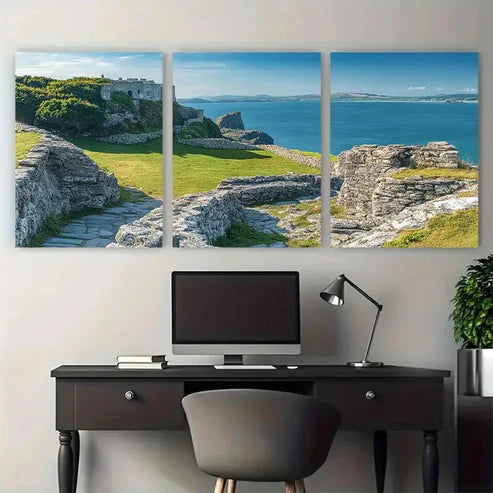3pcs Portmeiron in Pantheon Travel Wall Art Canvas Unframed - High Quality Print 100% Australian Made Wall Canvas