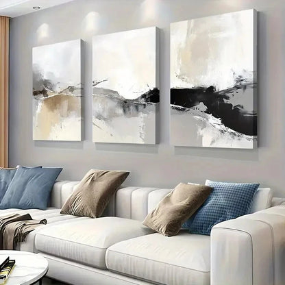 3pcs Neutral Tones, Minimalist Geometric   Wall Art Set Canvas Framed 40x60cm - High Quality Print 100% Australian Made Wall Canvas Ready to Hang