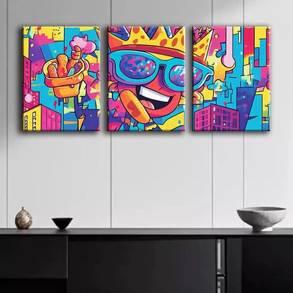 3pcs Featuring Lively Cartoon Design Wall Art Set Canvas Unframed - High Quality Print 100% Australian Made Wall Canvas