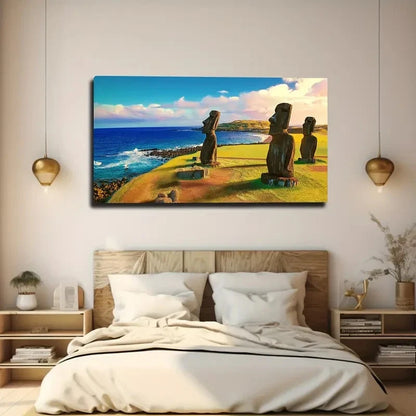Easter Island Giant Wall Art Canvas Office Home Room Framed 120x60cm