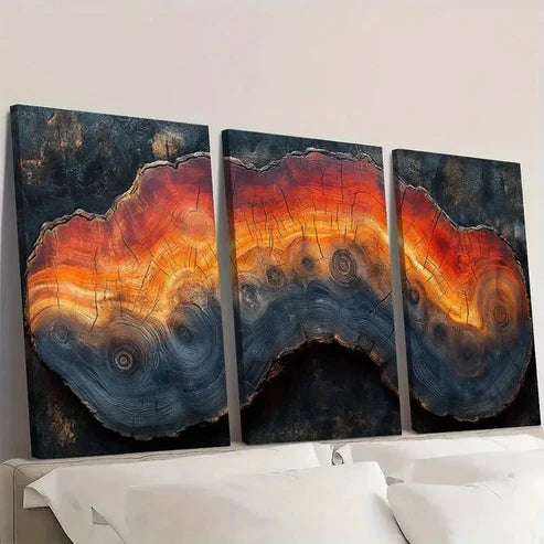 3pcs Abstract Wood Tree Ring Illustrations Wall Art Canvas Unframed - High Quality Print 100% Australian Made Wall Canvas - Bella Home Decor