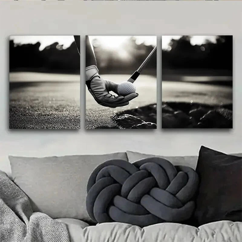 3pcs Modern Classic Black and White Metal Print Ready to Hang Art - Bella Home Decor
