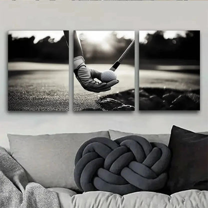 3pcs Modern Classic Black and White Metal Print Ready to Hang Art - Bella Home Decor