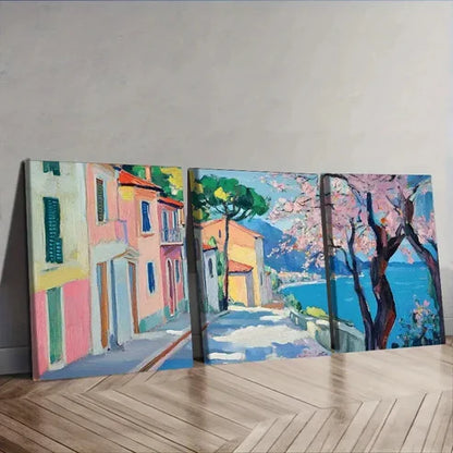 3pcs The cherry blossoms open. (5) Wall Art Set Canvas Unframed - High Quality Print 100% Australian Made Wall Canvas