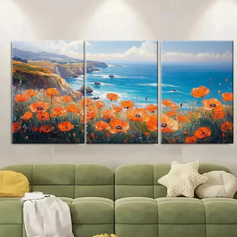 3pcs California Seascape Art OceanS  Wall Art Set Canvas Framed 50x70cm - High Quality Print 100% Australian Made Wall Canvas Ready to Hang - Bella Home Decor