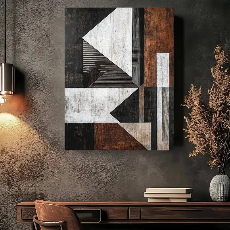 Beautiful Modern Geometric Abstract Black Painting 40x60cm Metal Print Ready to Hang - Bella Home Decor