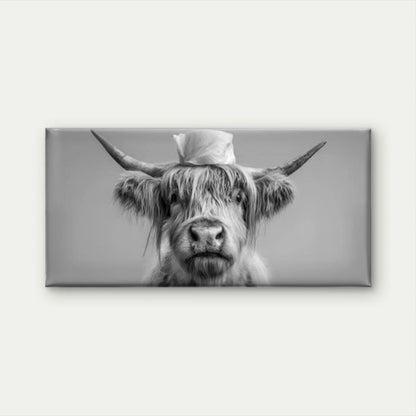 Black and White Scottish Cow Wall Art Canvas Office Home Room Framed 120x60cm
