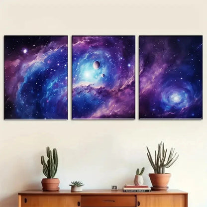 3pcs Three-Sided The Galactic Home Atmosphere Metal Print Ready to Hang Art