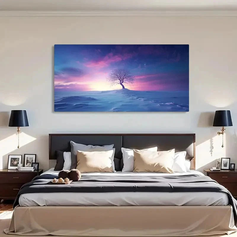 Snow Tree Landscape Spring Wall Art Canvas Office Home Room Framed 120x60cm