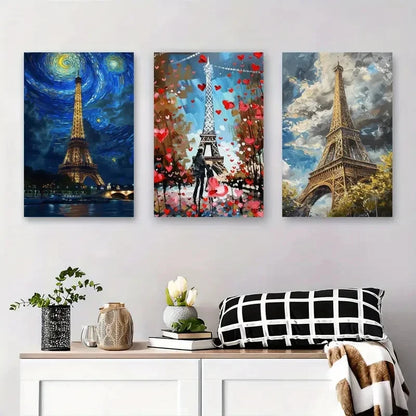 3pcs Eiffel Tower  Romantic Parisian  EP   Wall Art Canvas Framed 40x60cm - High Quality Print 100% Australian Made Wall Canvas Ready to Hang - Bella Home Decor