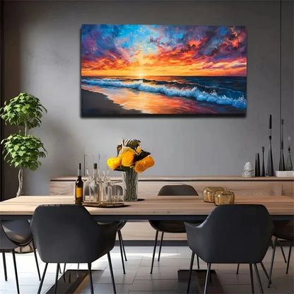 Abstract Beach Shore Watercolor Wall Art Canvas Office Home Room Framed 120x60cm